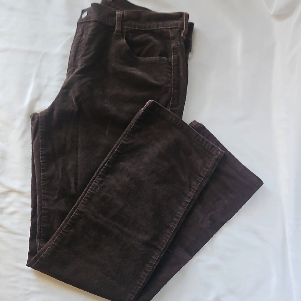 Women's Size 14M Brown Corduroy Levis 505 Straight Leg Stretch Pants T4